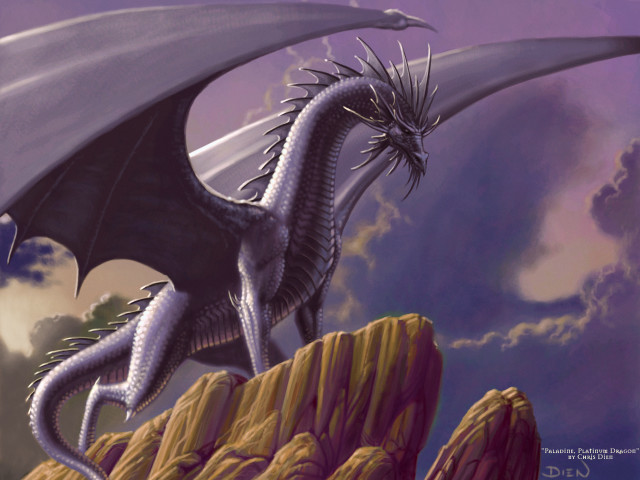 White dragon black tail flying free wallpaper for desktop - medium preview image