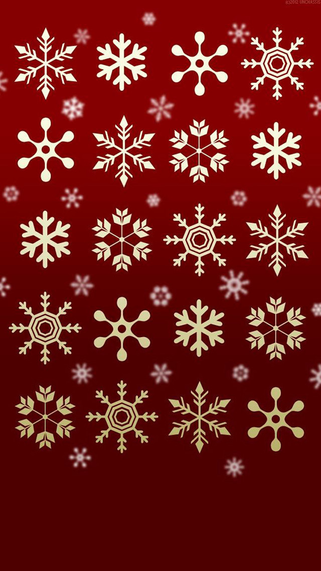 Red background white snowflakes repeated free wallpaper for mobile - medium preview image