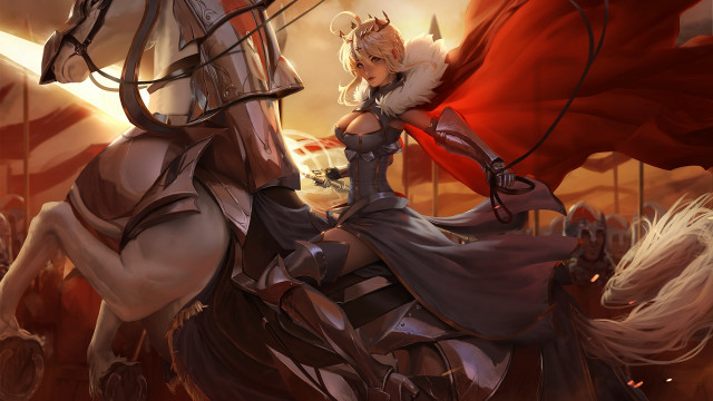 Artoria pendragon horse riding armor free wallpaper for desktop - medium preview image