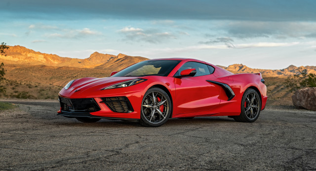 Red sports car mountain cloudy free wallpaper for desktop - medium preview image