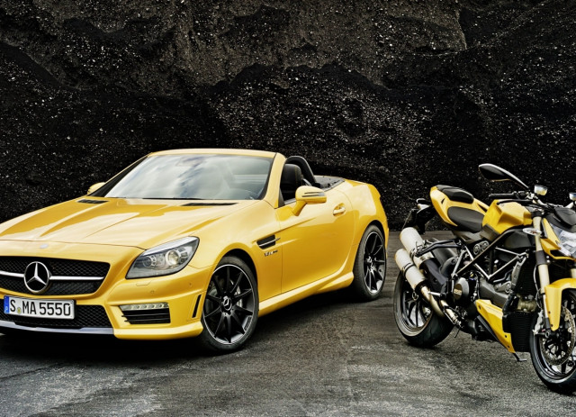 Yellow sports car motorcycle black free wallpaper for desktop - medium preview image