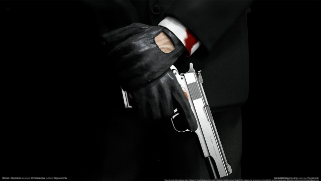 Man black suit gun red #2 free wallpaper for desktop - medium preview image