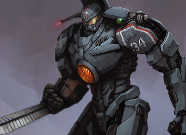 Robot sword helmet glowing mecha free wallpaper for desktop - medium preview image