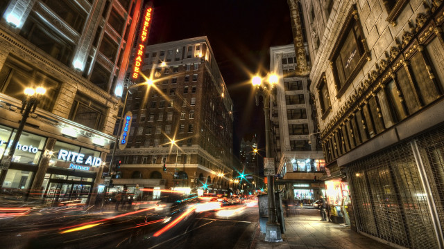 City street traffic night lights #19 free wallpaper for desktop - medium preview image