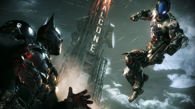 Flying couple suits building erosion free wallpaper for desktop - medium preview image