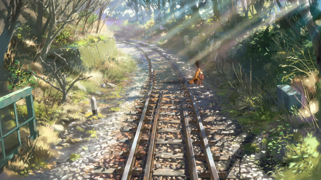 Person dog train track walking free wallpaper for desktop - medium preview image