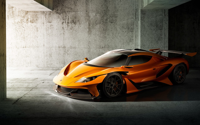 Orange sports car dark room #7 free wallpaper for desktop - medium preview image