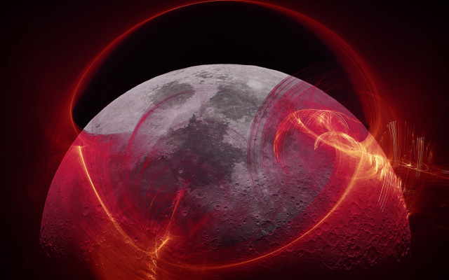Red planet moon magic circle free wallpaper for desktop - medium preview image