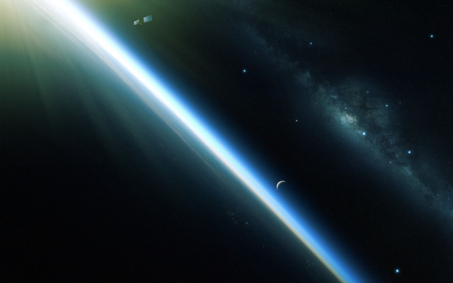 Earth space moon stars galaxy free wallpaper for desktop - medium preview image