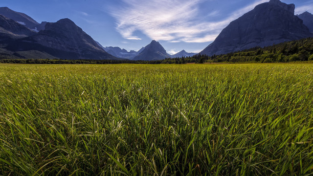Field mountains clouds blue sky free wallpaper for desktop - medium preview image