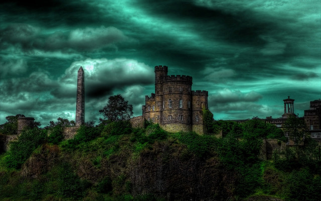 Castle hill cloudy sky tower free wallpaper for desktop - medium preview image