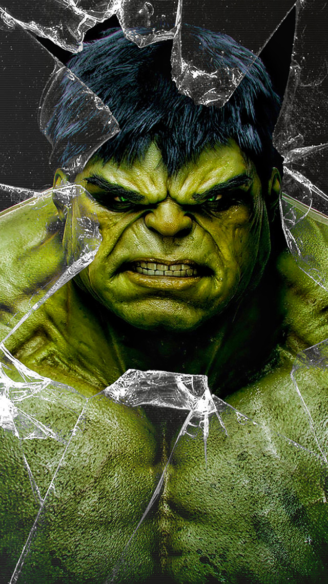 Hulk horns broken glass window free wallpaper for mobile - medium preview image