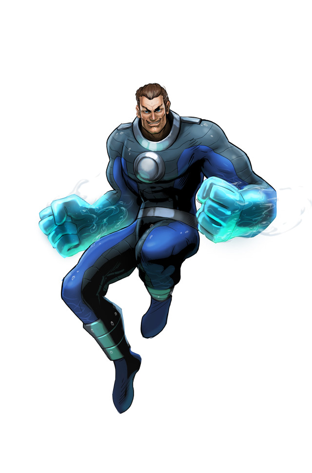 Man blue suit flying blue free wallpaper for mobile - medium preview image