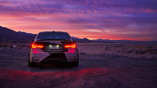 Desert car sunset purple sky free wallpaper for desktop - medium preview image