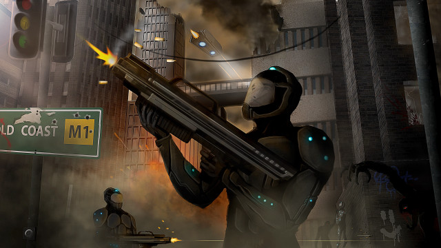 Man gun city street cold free wallpaper for desktop - medium preview image