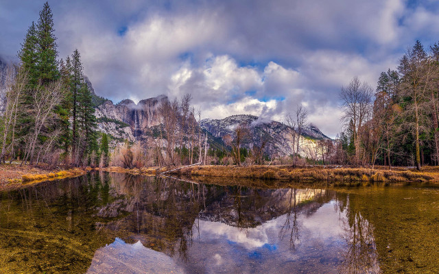 Mountain lake forest city sunset free wallpaper for desktop - medium preview image