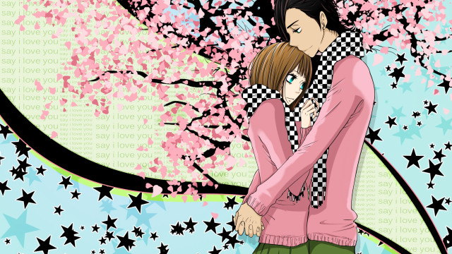 Couple hugging tree stars moon free wallpaper for desktop - medium preview image