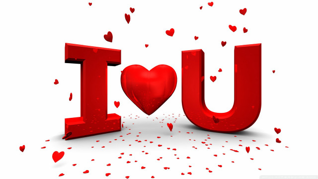 Red love letter heart scattered free wallpaper for desktop - medium preview image