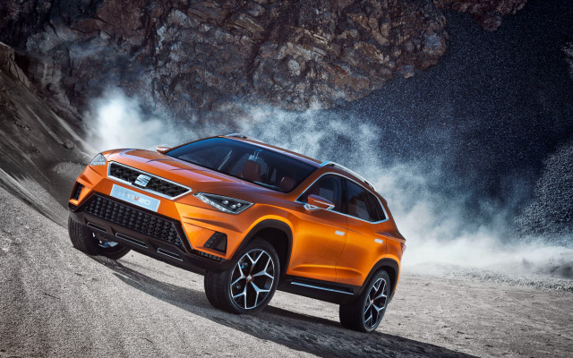 Bright orange suv dirt road free wallpaper for desktop - medium preview image