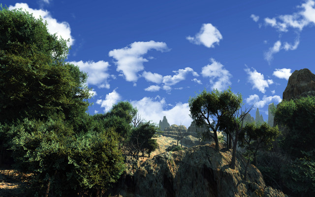 Mountain trees sky clouds horizon #2 free wallpaper for desktop - medium preview image