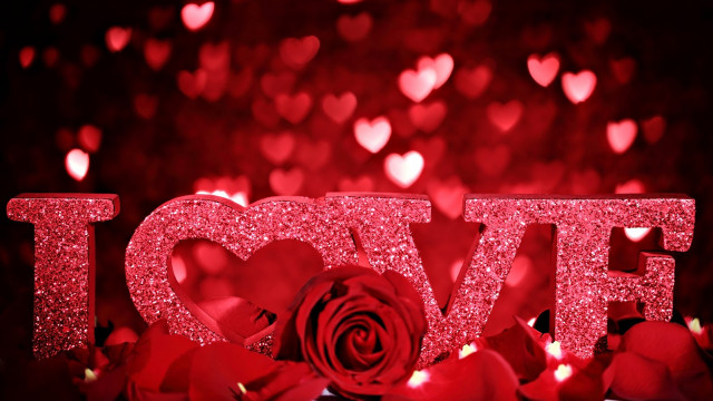 Red rose love sign hearts #2 free wallpaper for desktop - medium preview image