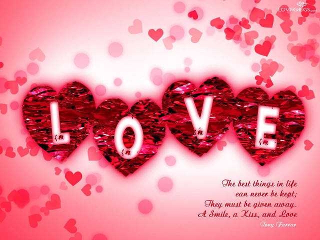 Valentines day message hearts confetti free wallpaper for desktop - medium preview image