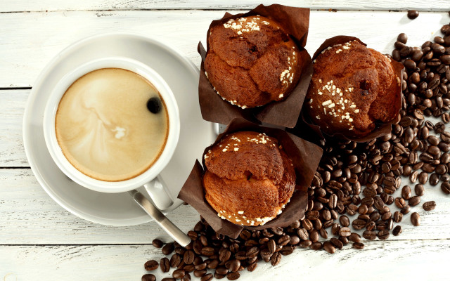 Coffee muffins coffeebeans foodphotography hyperrealism free wallpaper for desktop - medium preview image