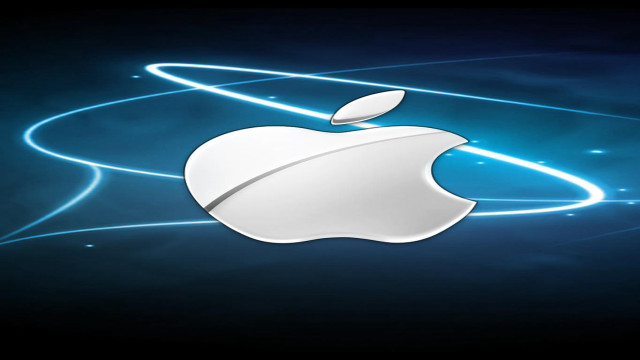 Apple logo dark blue lines free wallpaper for desktop - medium preview image