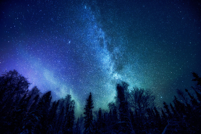 Night sky milky way moon free wallpaper for desktop - medium preview image