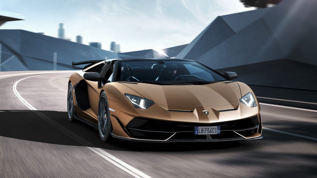 Gold sports car bridge clock free wallpaper for desktop - medium preview image