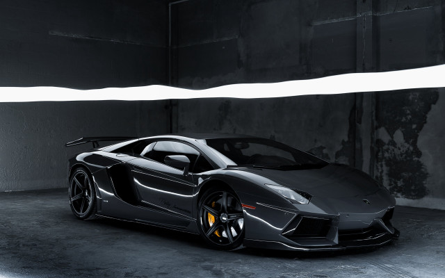 Black sports car dark room #2 free wallpaper for desktop - medium preview image