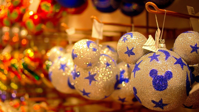 Christmas ornaments mickey disney blurry free wallpaper for desktop - medium preview image