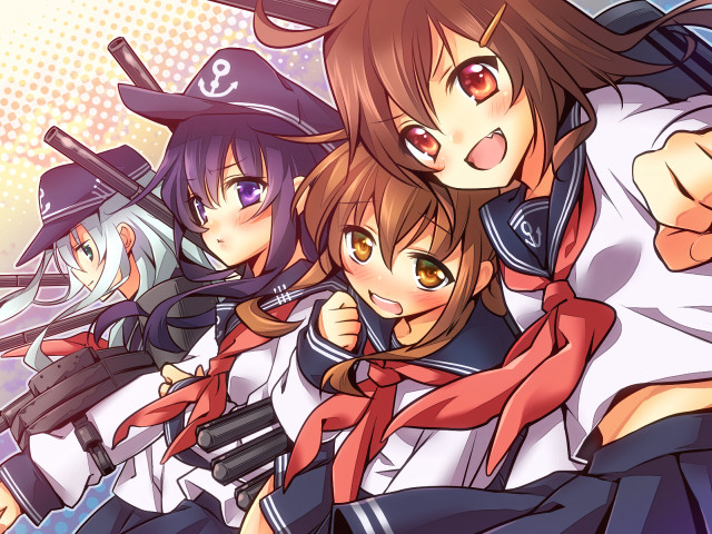 Anime girls guns hats arms free wallpaper for desktop - medium preview image