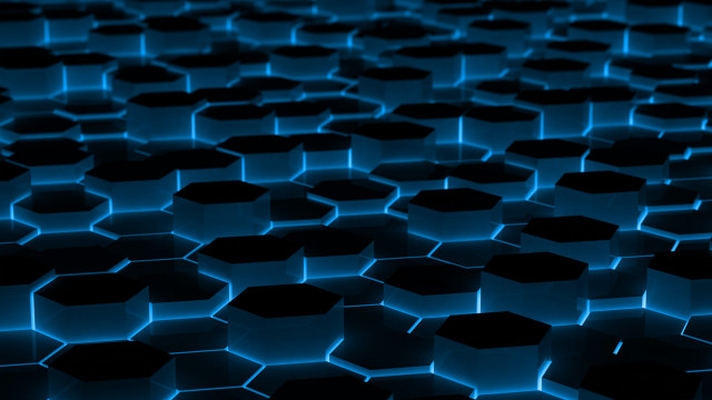 Blue black hexagons pattern large free wallpaper for desktop - medium preview image
