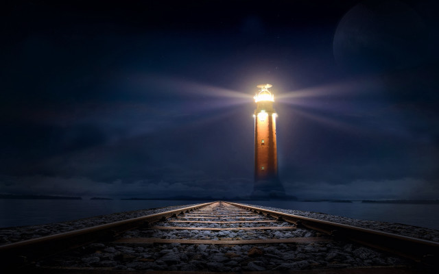 Light tower train track full free wallpaper for desktop - medium preview image