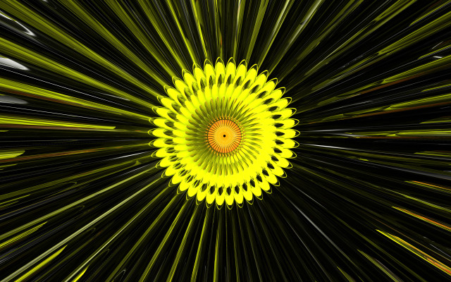 Yellow circular abstract fireworks flower free wallpaper for desktop - medium preview image