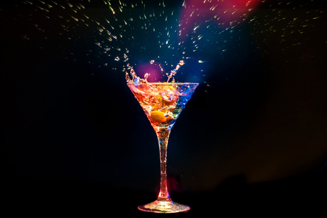 Colorful drink splash glass neon free wallpaper for desktop - medium preview image