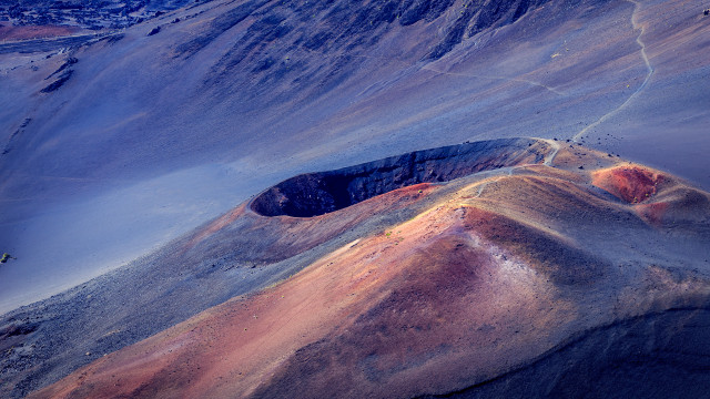 Mountain crater plane landart tiltshift free wallpaper for desktop - medium preview image