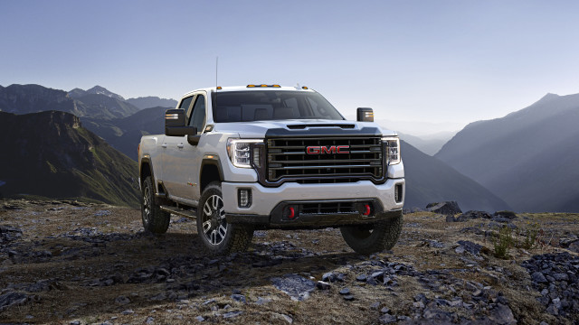 White truck mountains rocky hill free wallpaper for desktop - medium preview image