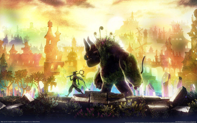 Monster city skyline rainbow architecture free wallpaper for desktop - medium preview image