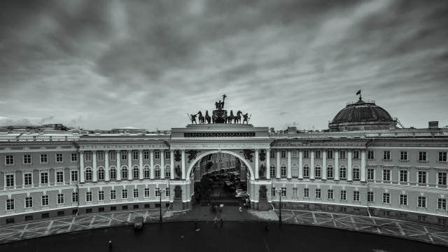 Clocktower statue cloudy sky constructivism free wallpaper for desktop - medium preview image