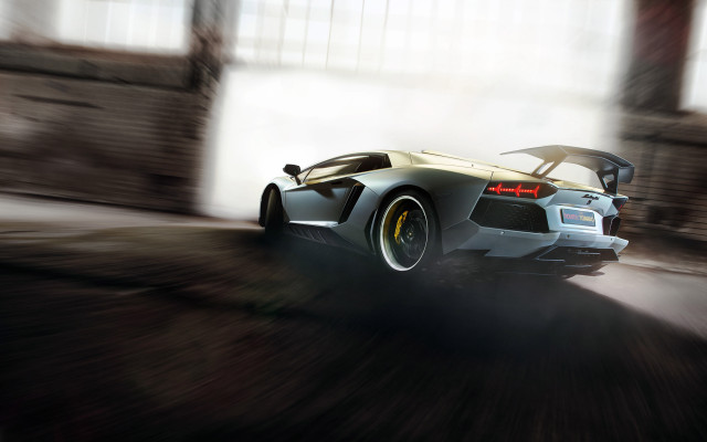 Sports car driving street building free wallpaper for desktop - medium preview image