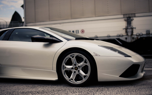 White sports car parking lot #16 free wallpaper for desktop - medium preview image