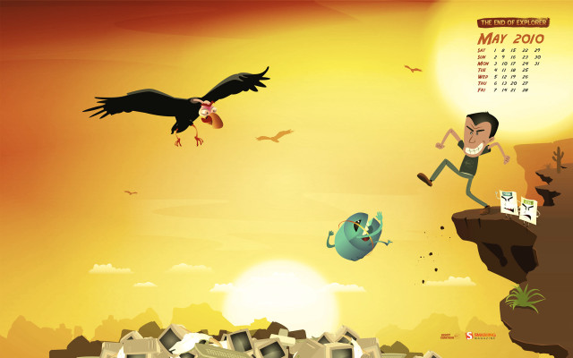 Cliff jumping man birds silhouette free wallpaper for desktop - medium preview image