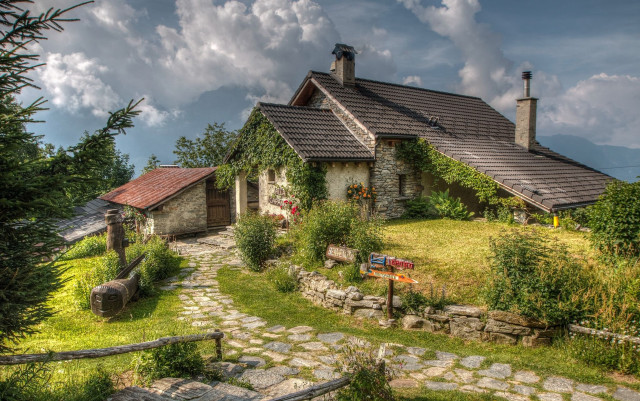 House stone pathway garden forest free wallpaper for desktop - medium preview image