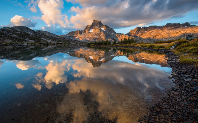Mountain lake reflections trees clouds #2 free wallpaper for desktop - medium preview image
