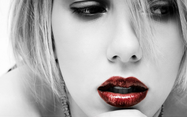 Woman red lipstick black white #2 free wallpaper for desktop - medium preview image