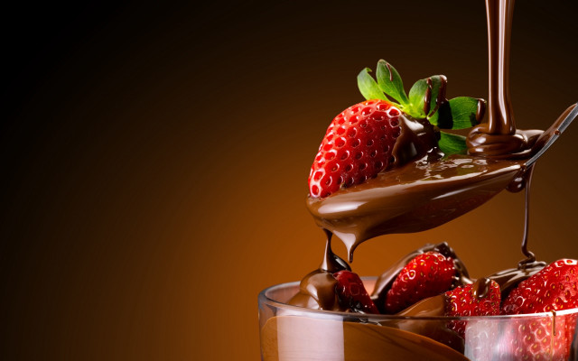Chocolate strawberry dessert 3d render free wallpaper for desktop - medium preview image