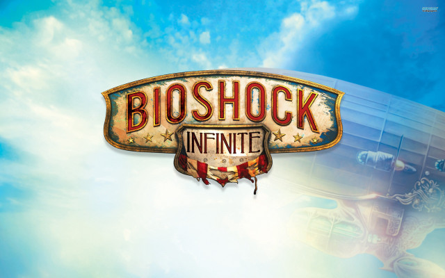 Bioshock sky building rocket clouds free wallpaper for desktop - medium preview image