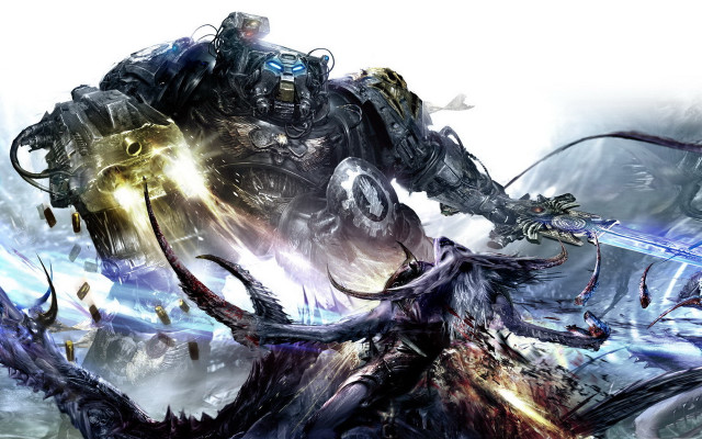 Giant robot battle humanoids monsters free wallpaper for desktop - medium preview image
